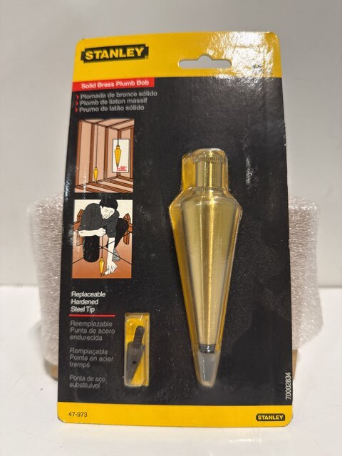 Stanley 47-973 Solid Brass Plumb Bob 8oz Hardened Steel Tip 700 – New In Box