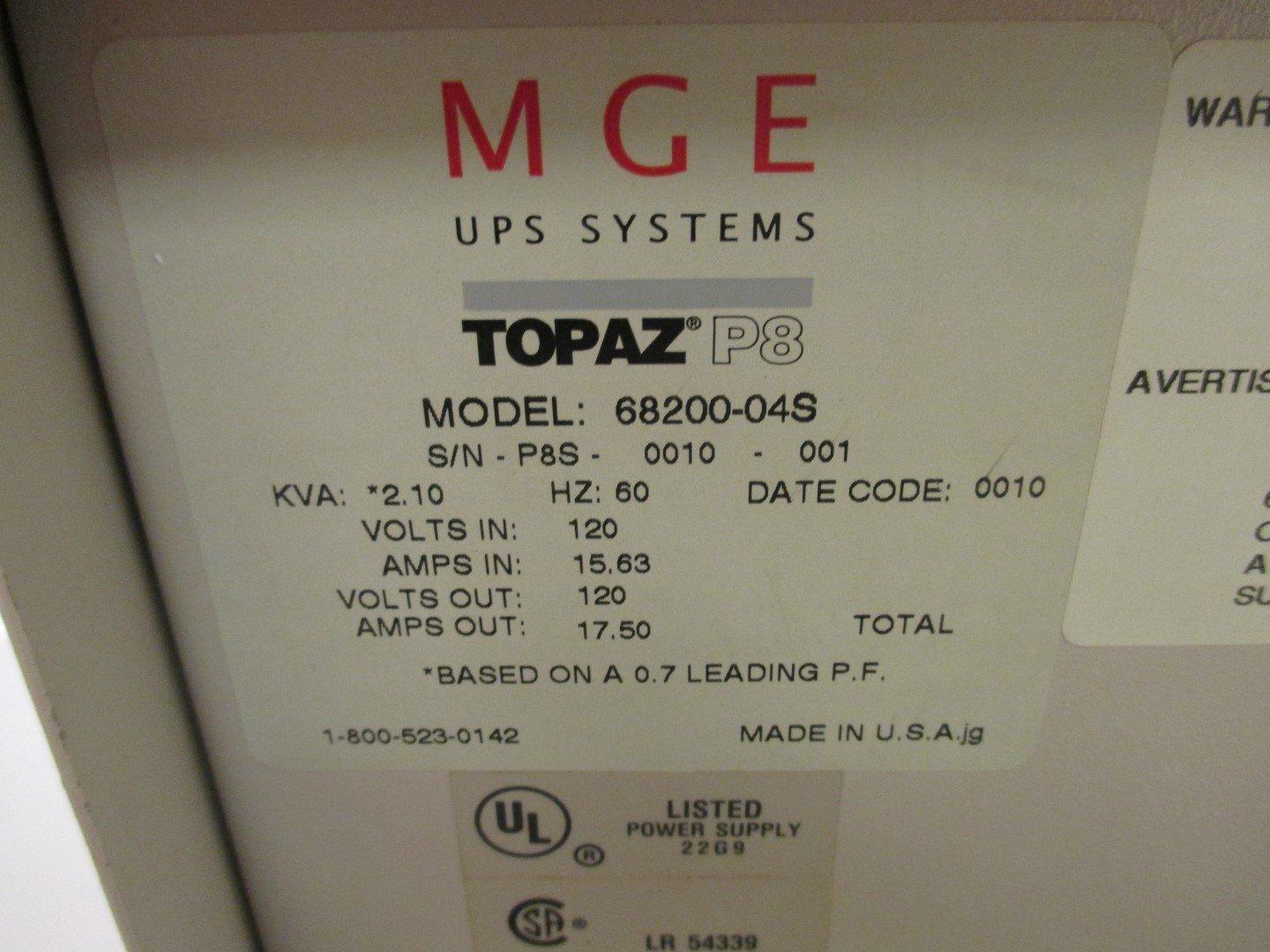 Topaz 68200-04S MGE UPS Systems P8 Power Conditioner