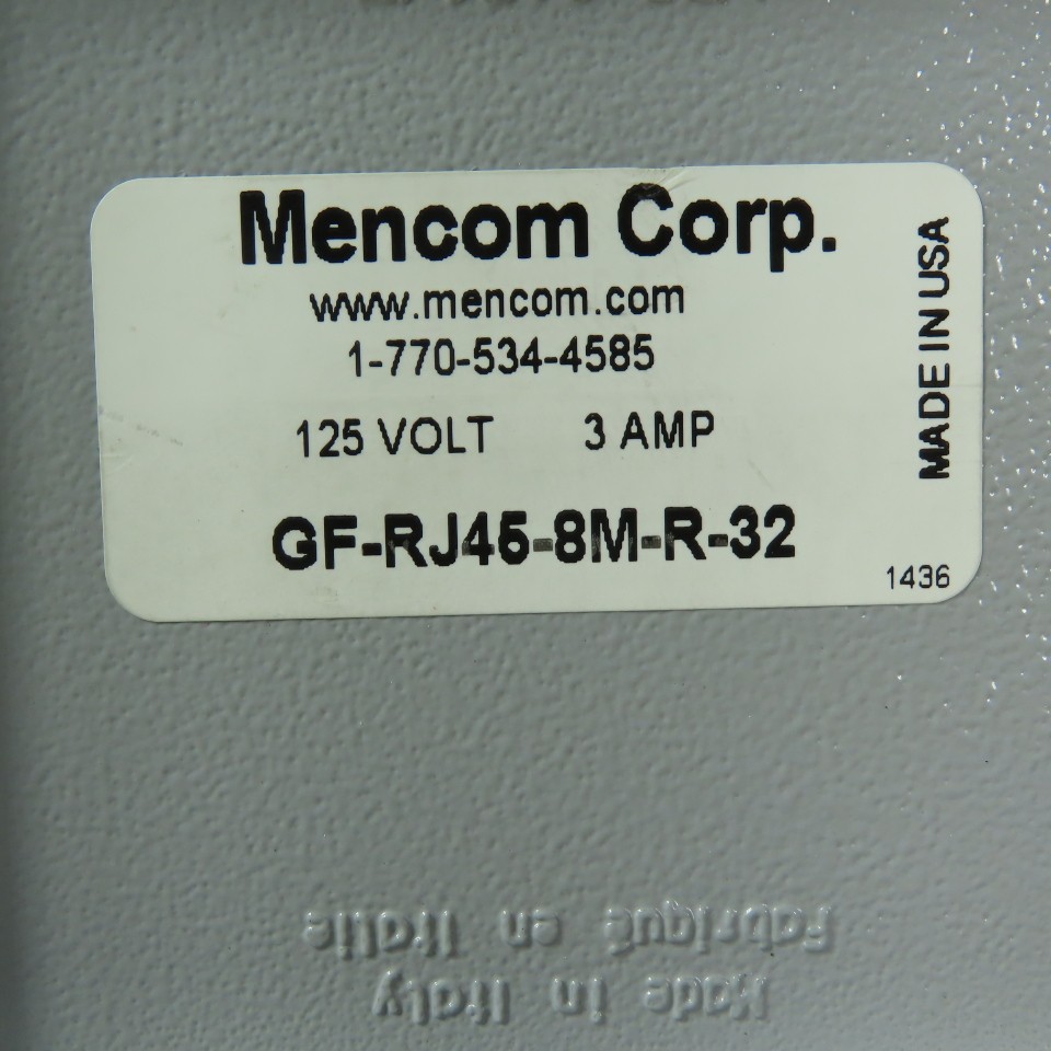 Mencom GF-RJ45-8M-R-32 Panel Interface Connector W/GFCI 125V 3A