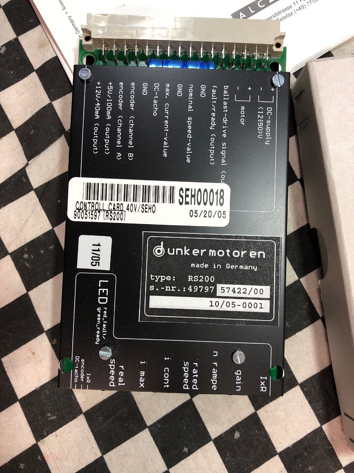 DUNKERMOTOREN CONTROL CARD 40V, TYPE RS200, 90051597, SEH00018, 4979757422/00