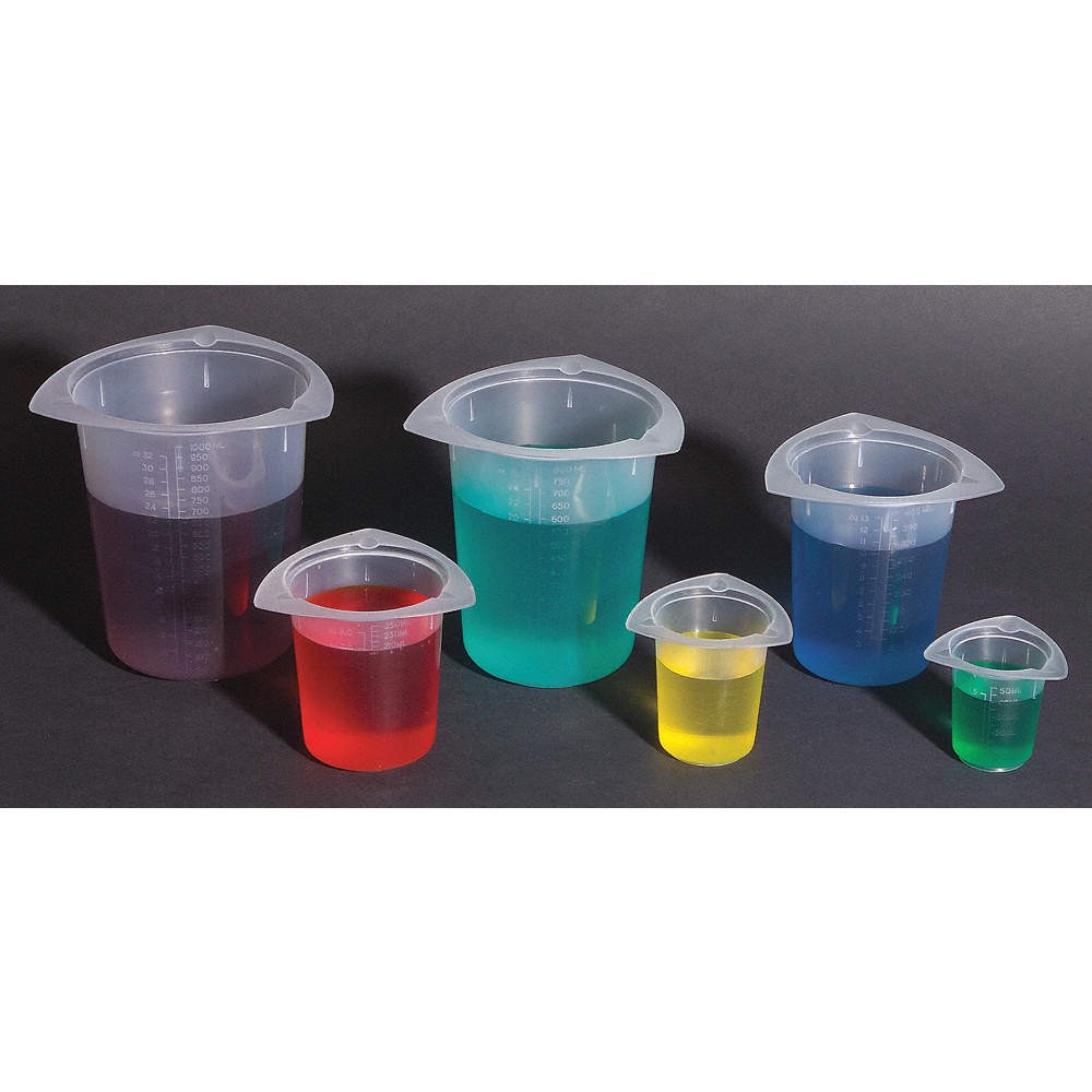 GRAINGER APPROVED BTC0800 Tri-Pour Beaker,800 mL,134 mm H,PK100 23YW33