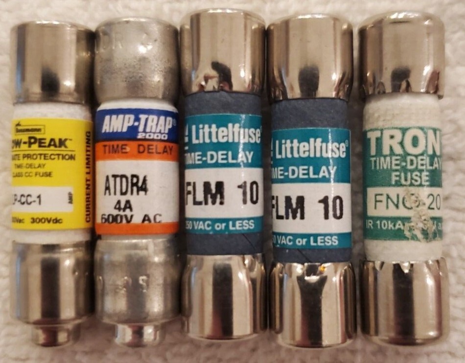 Tron FNQ-20,Littlefuse FLM10, AMP ATDR4,Bussman LPCC1 Lot of 5 Variety New Fuses