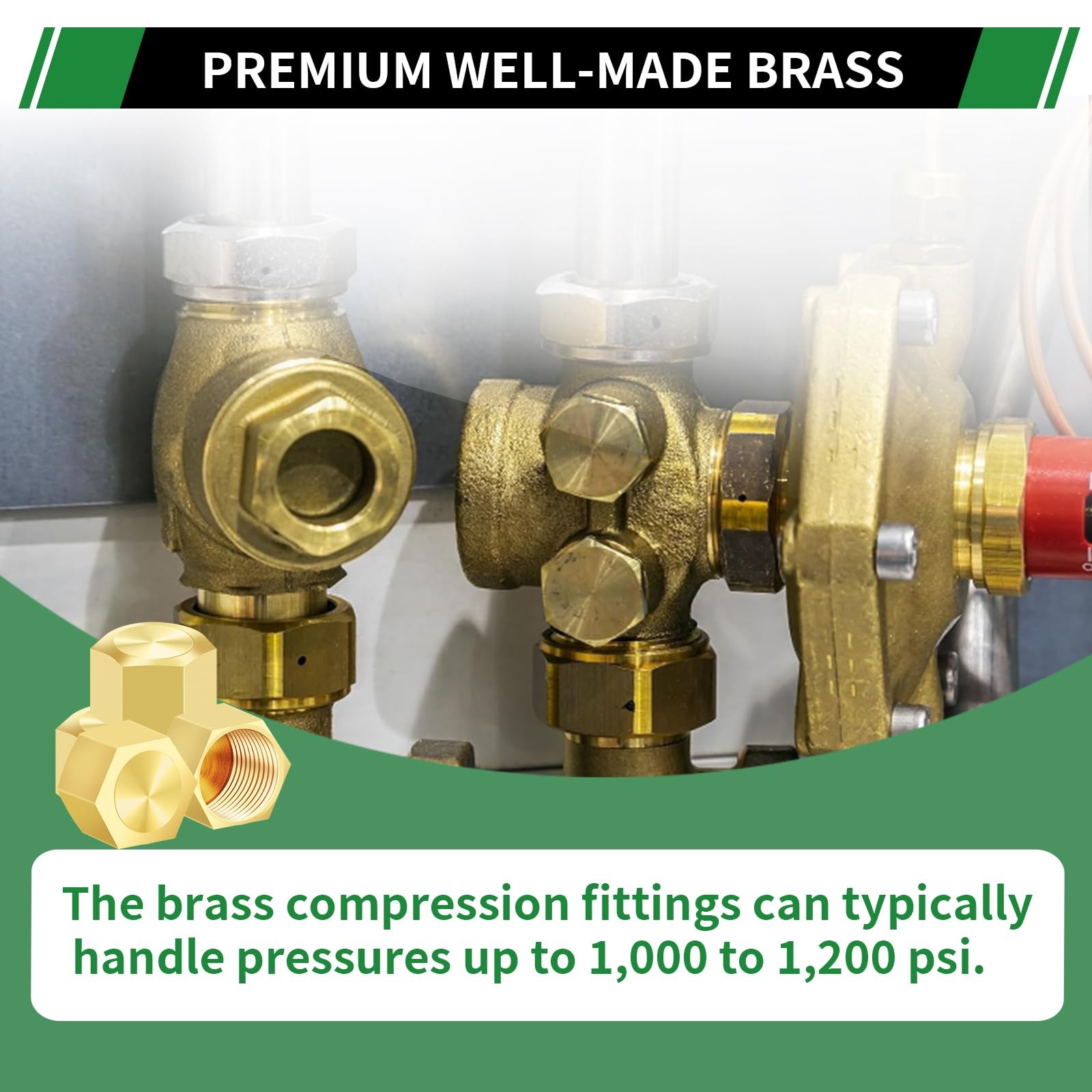Japtend 3/8″ Compression Cap, 80pcs Brass Compression Fittings Hex UNEF Threa…