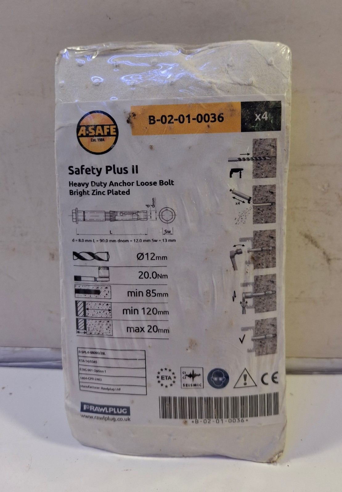 4 NEW A-SAFE B-02-01-0036 ANCHOR BOLTS NNB ***MAKE OFFER***