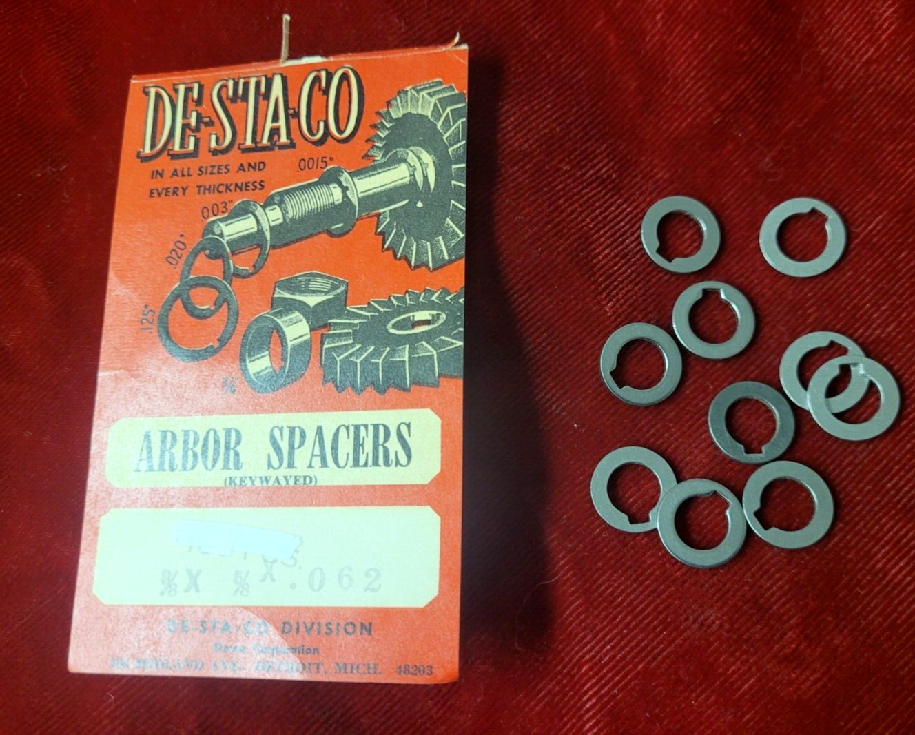 DESTACO 30185 Arbor Spacers 3/8″ x 5/8″ x .062 W/KEYWAY LOT OF 10 Shims
