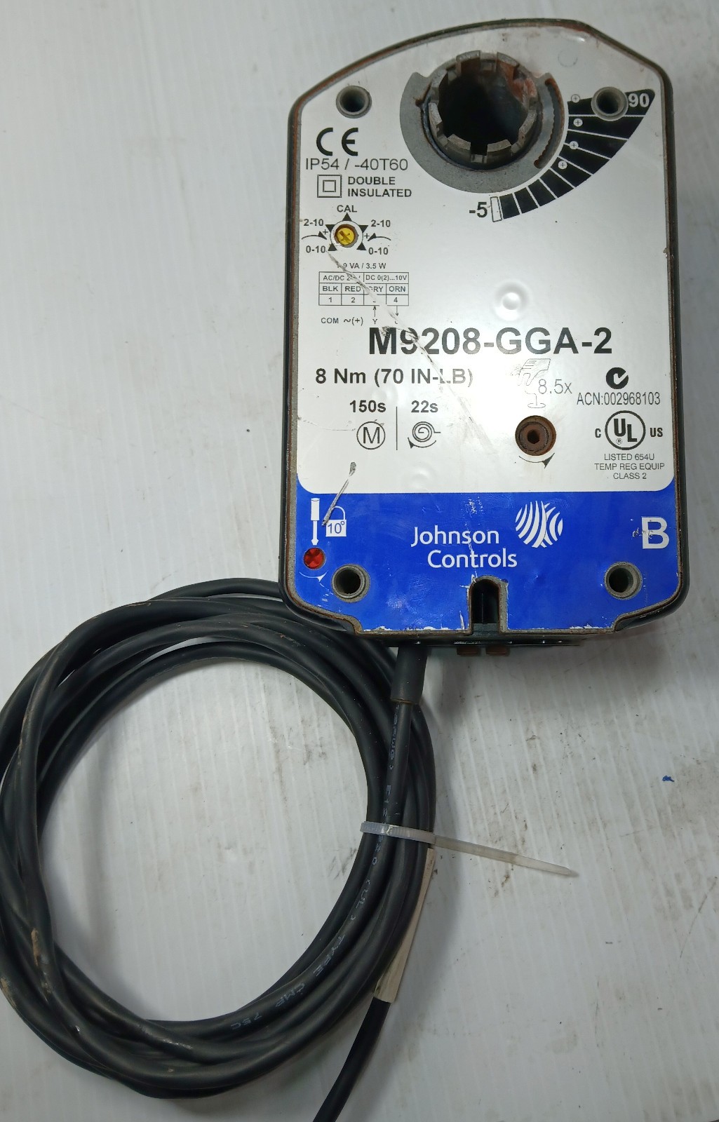 1 USED JOHNSON CONTROLS M9208-GGA-2 SPRING CONTROL ACTUATOR ***MAKE OFFER***