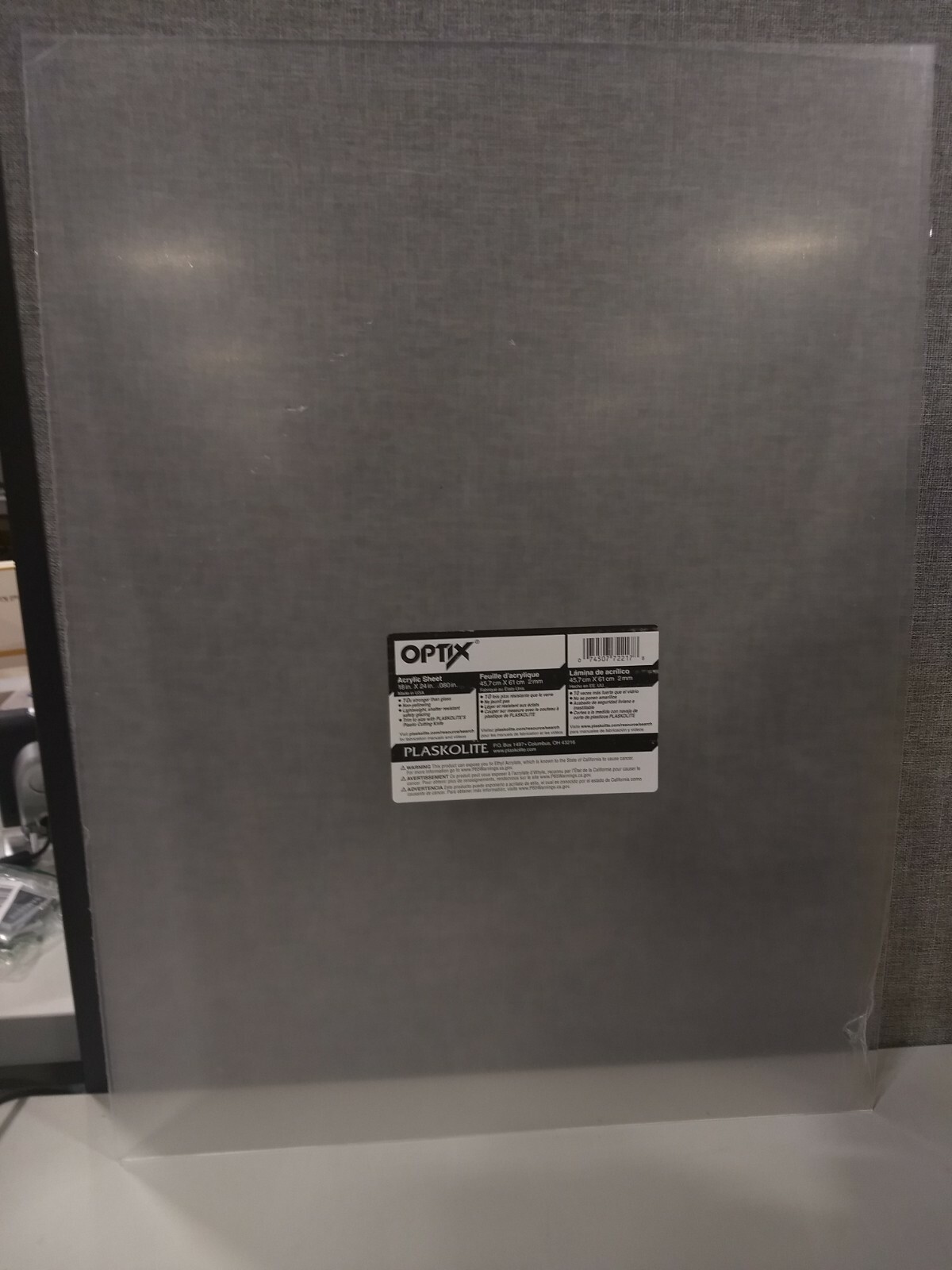 OPTIX 0.08-in T x 18-in W x 24-in L Clear Acrylic Sheet (LOT OF 10)