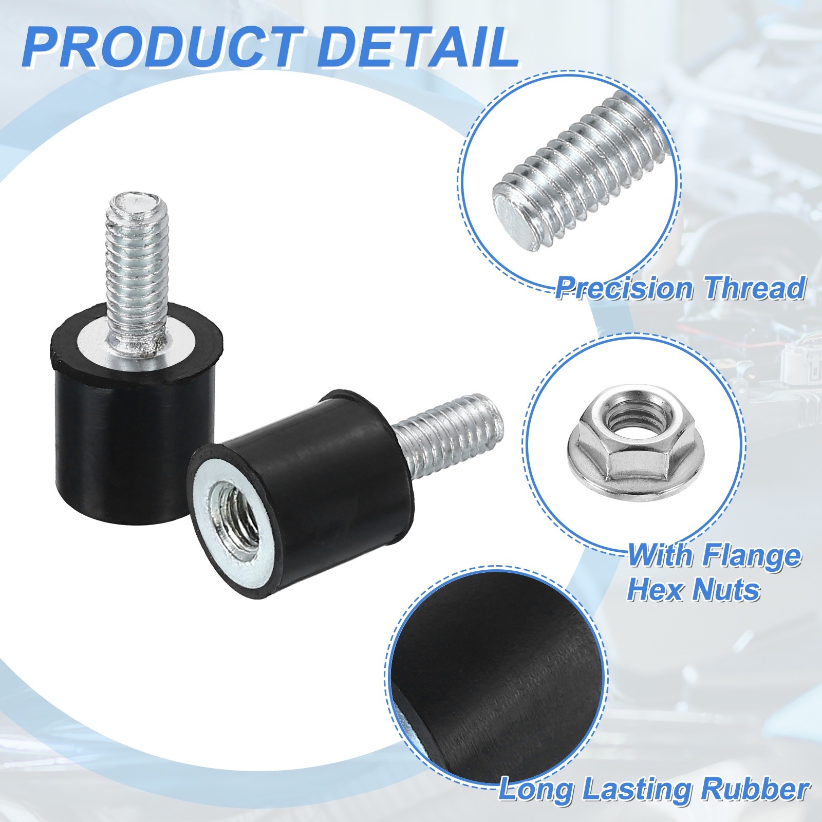 4Pcs M4x10mm Rubber Mounts 10x10mm(DxH) Rubber Shock Absorber Mount with Nuts