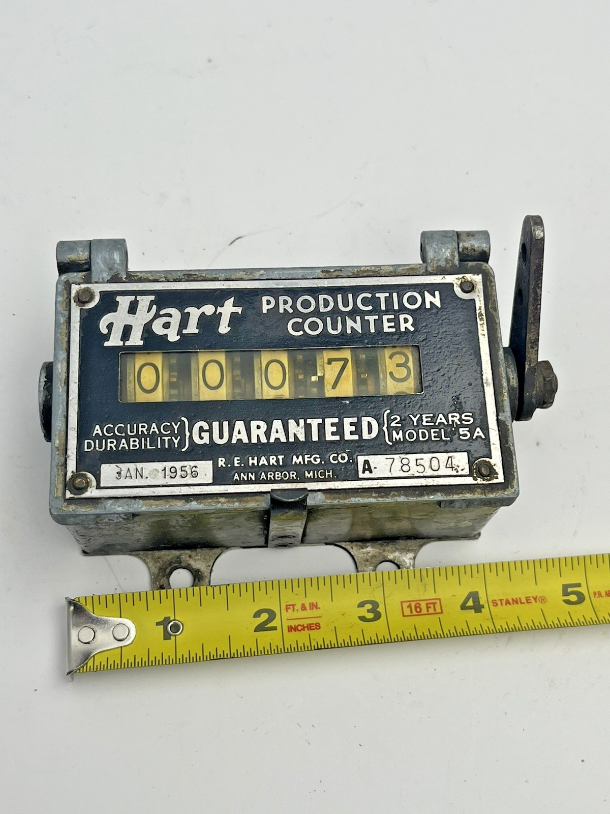 R.E. Hart MFG. CO. 1956 Mechanical Production Counter Model 5A Vintage USA