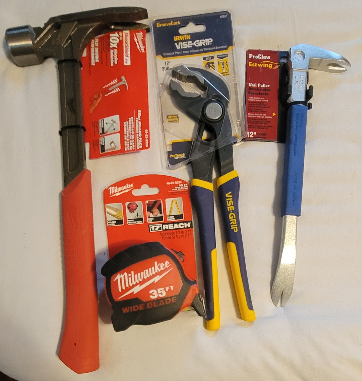 6-pc Klein MODbox Bag 28 Pockets # 62203MB, Hammer, Tape, Prybar, Pliers, Gloves