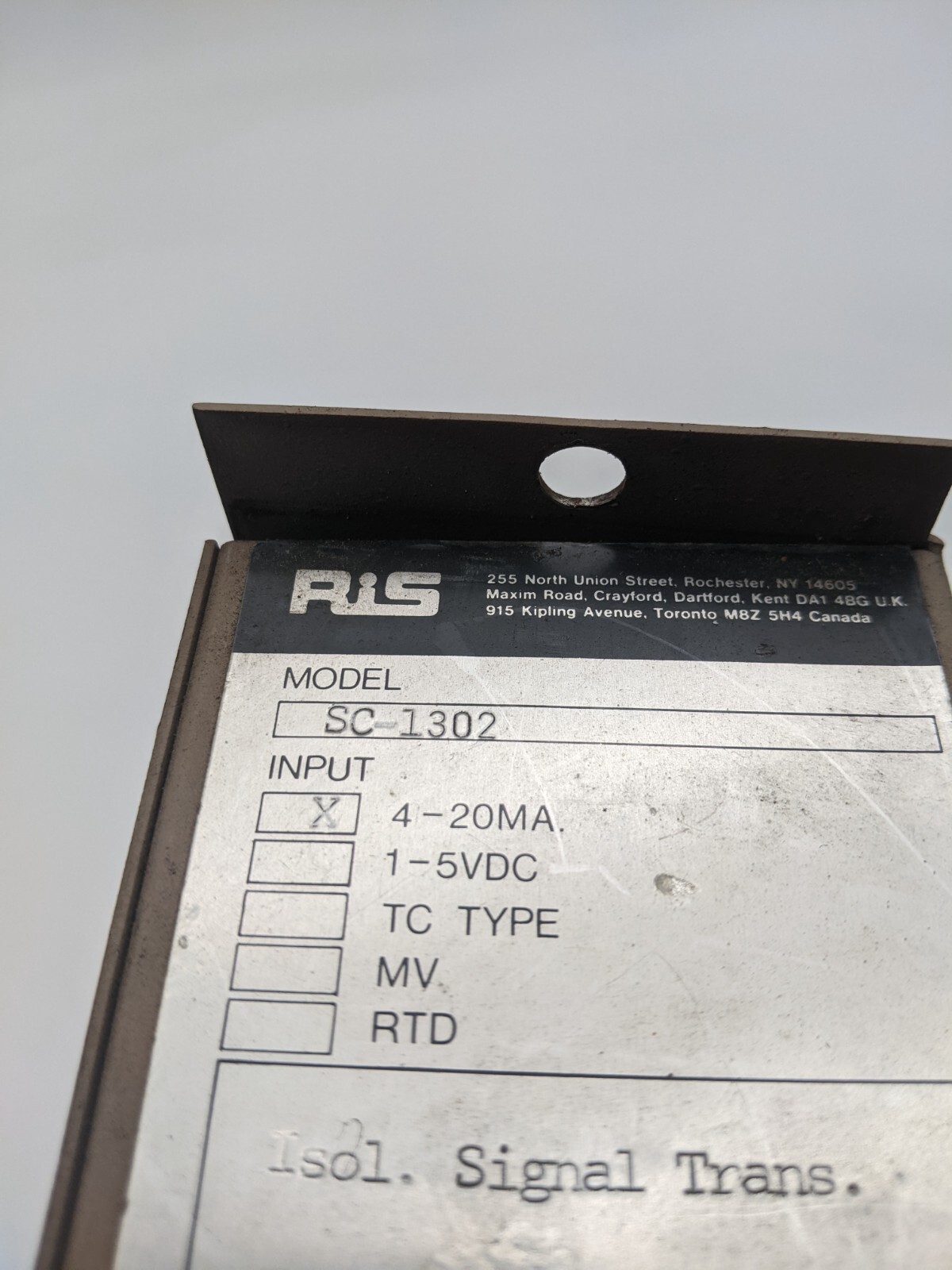 RIS SC-1302 Voltage/Current Isolated Transmitter 115VAC 4-20mA 1-5VDC 4W 50/60Hz