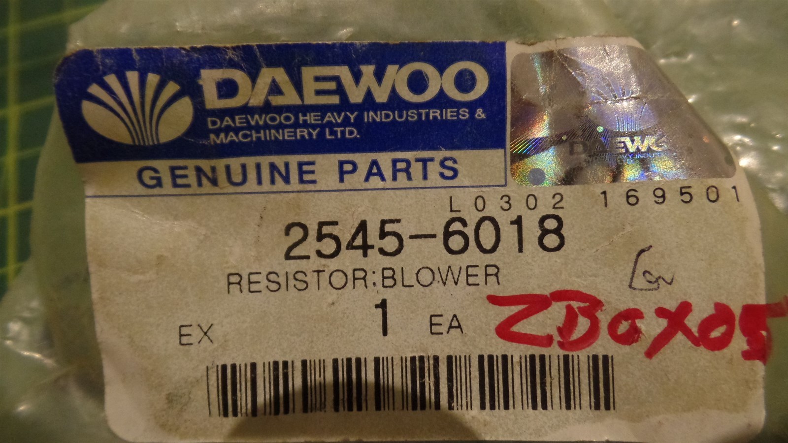 GENUINE DAEWOO PARTS 2545-6018 BLOWER RESISTOR ASSEMBLY, 25456018, NIB, N.O.S