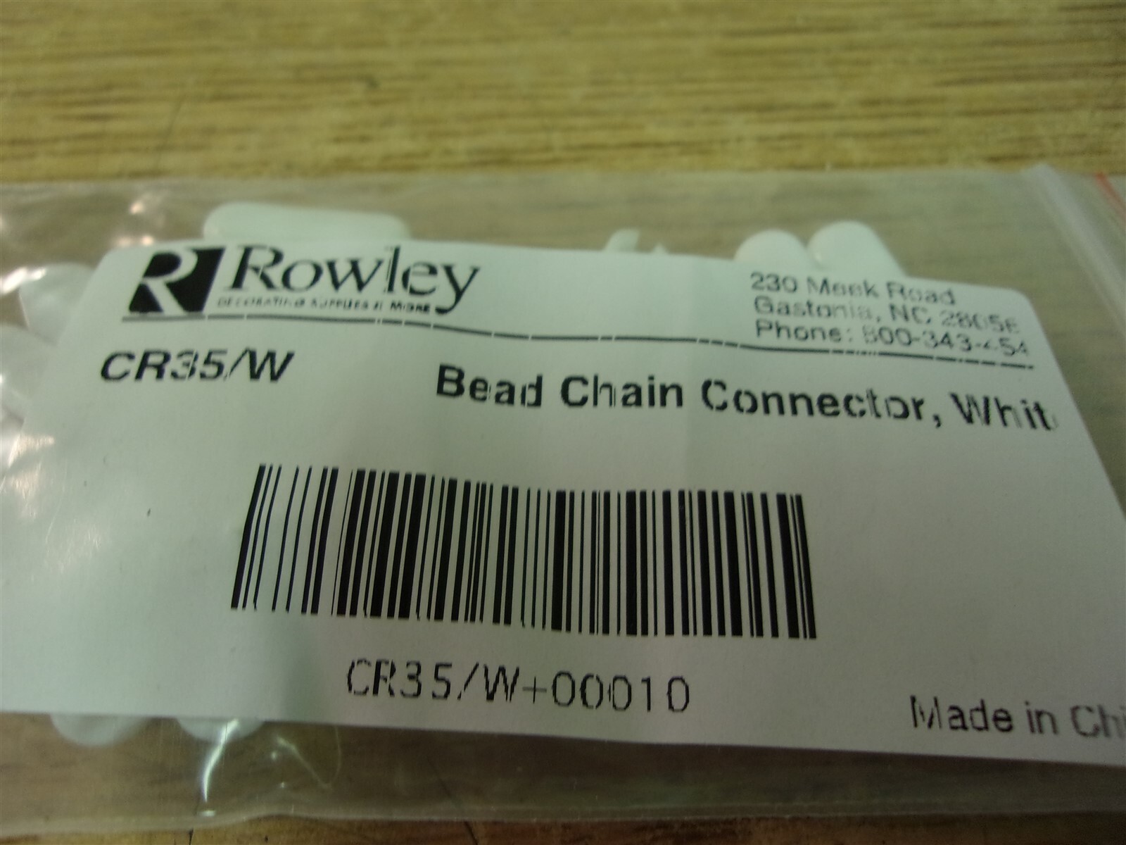 NEW Rowley CR35/W Bead Chain Connector White Lot of 10 *FREE SHIPPING*