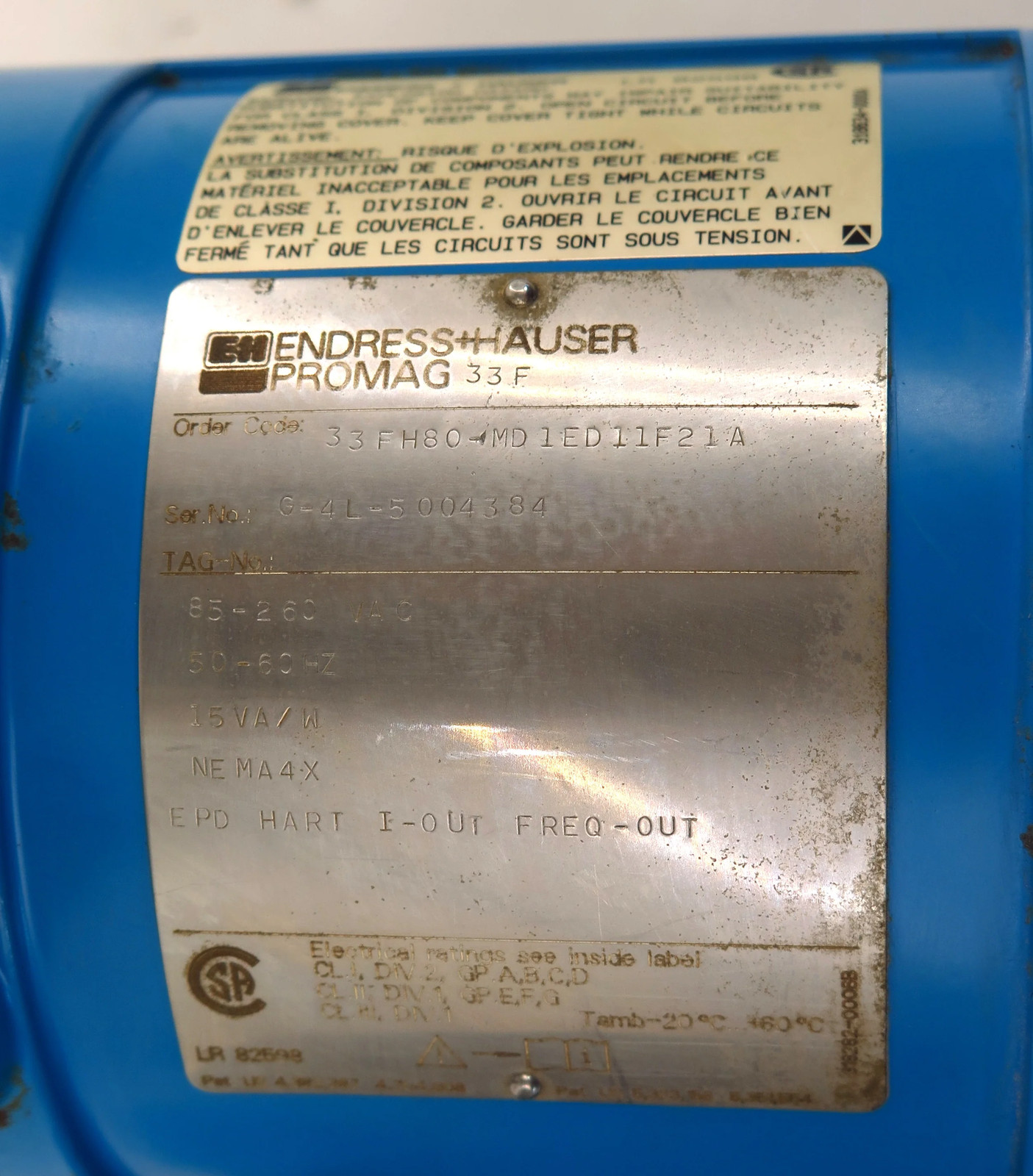 Endress+Hauser Promag F Flowmeter 3″ 33FH80-MD1ED11F21A