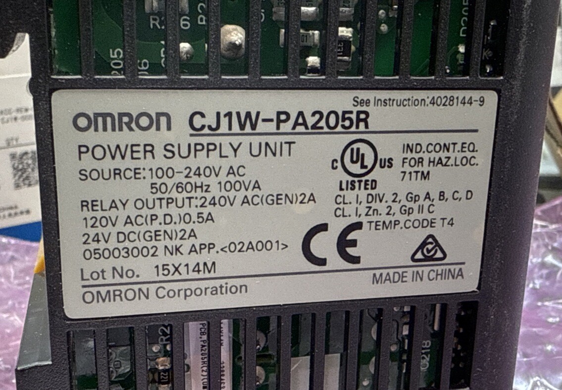 OMRON POWER SUPPLY, 100-240V, 100VA, CJ1W-PA205R, CJ1WPA205R, SHIPSAMEDAY#1212P6