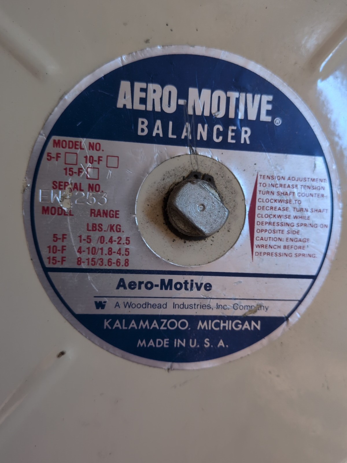 Aero-Motive 15-F Tool Balancer, 8-15 lbs with additional Dayton 10lb