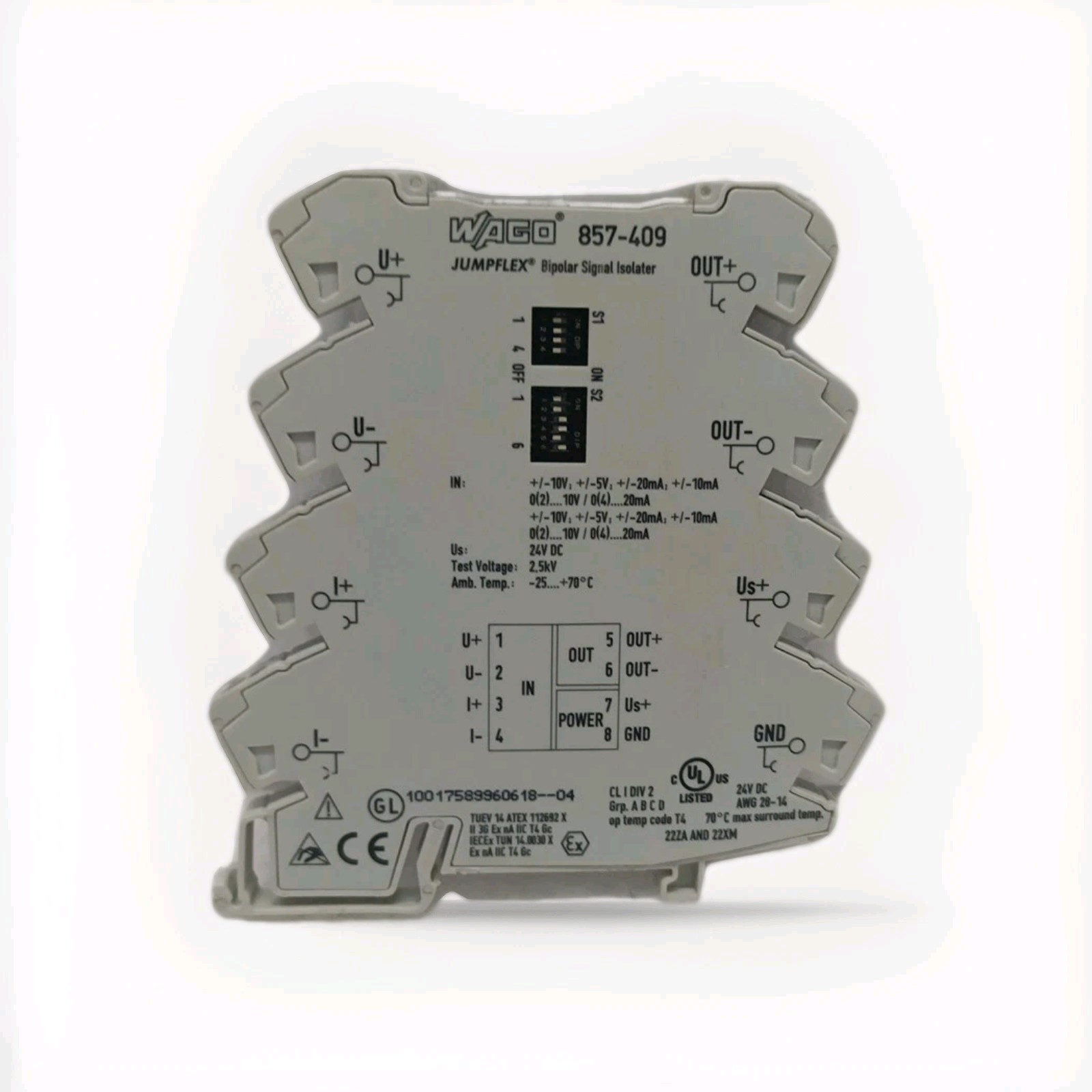 Wago 857-409 Jumplflex Bipolar Signal Isolator 24 VDC New Without Box