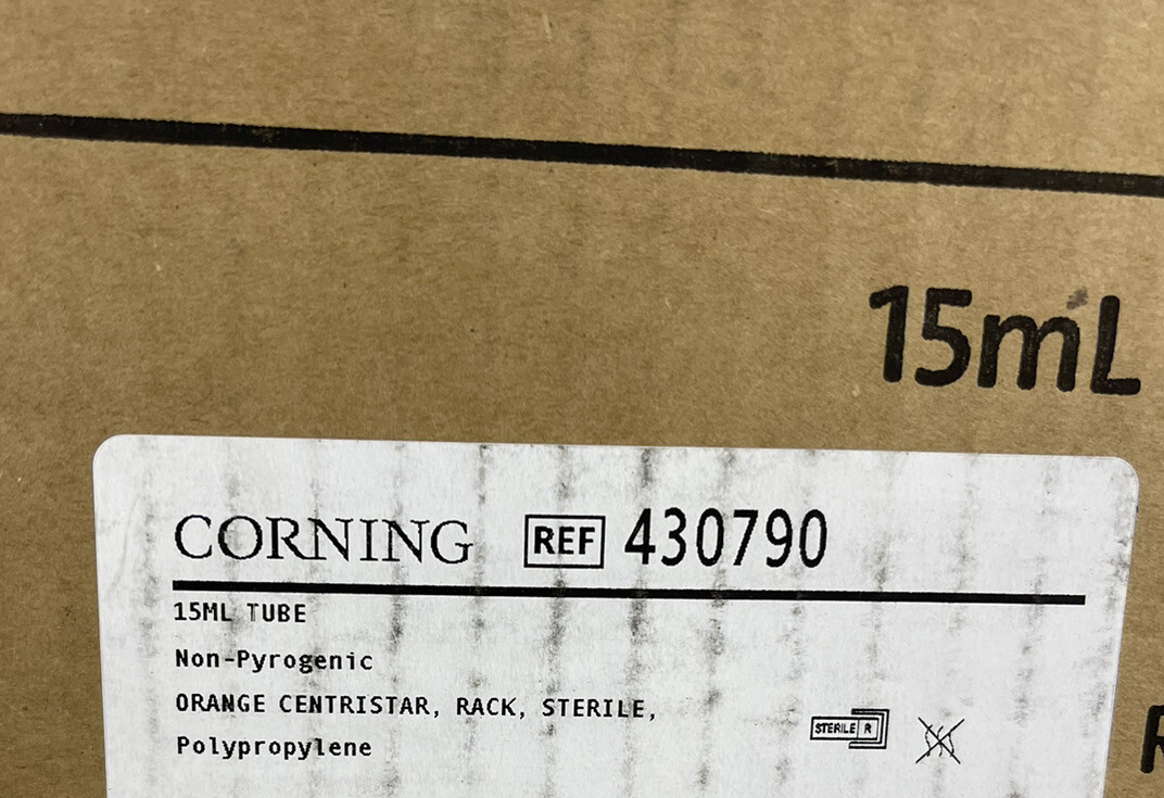 50PCS/bag NEW FOR Corning Conical Bottom Sterile Centrifuge Tube 430790 15ML