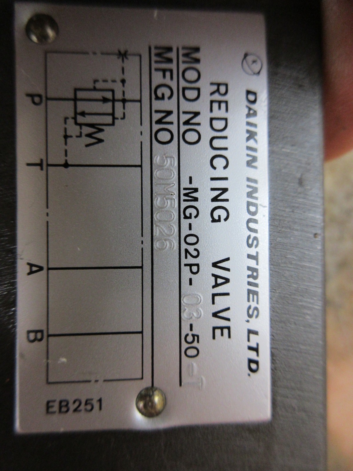 TAKISAWA TW-30 DAIKIN VALVE MG-02P-03-50-T