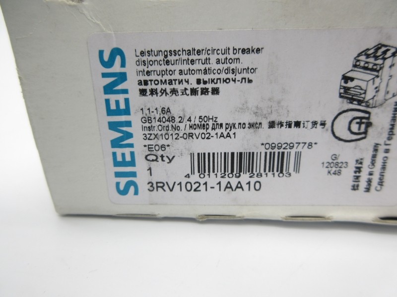 SIEMENS 3RV1021-1AA10 1.1-1.6A NSMP