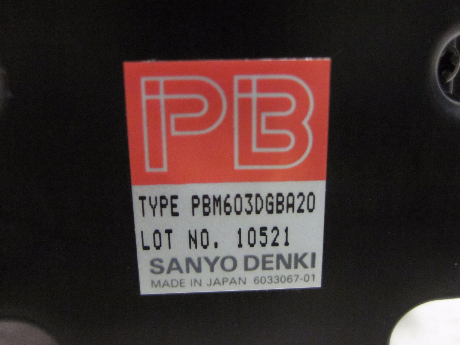 100% WARRANTY Sanyo Denki PBM603DGBA20 PB Servo Motor