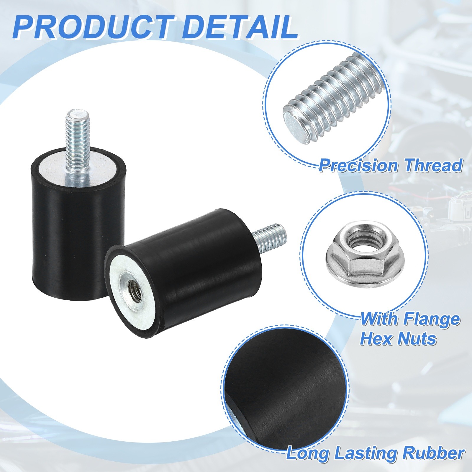 4Pcs M4x10mm Rubber Mounts 15x20mm Rubber Shock Absorber Mount with Nuts