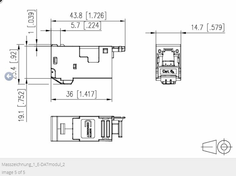 Metz CONNECT 130910-I Recessed RJ45 E-DAT Module Cat.6A 8(8) Jack T568A 1-Pc NEW