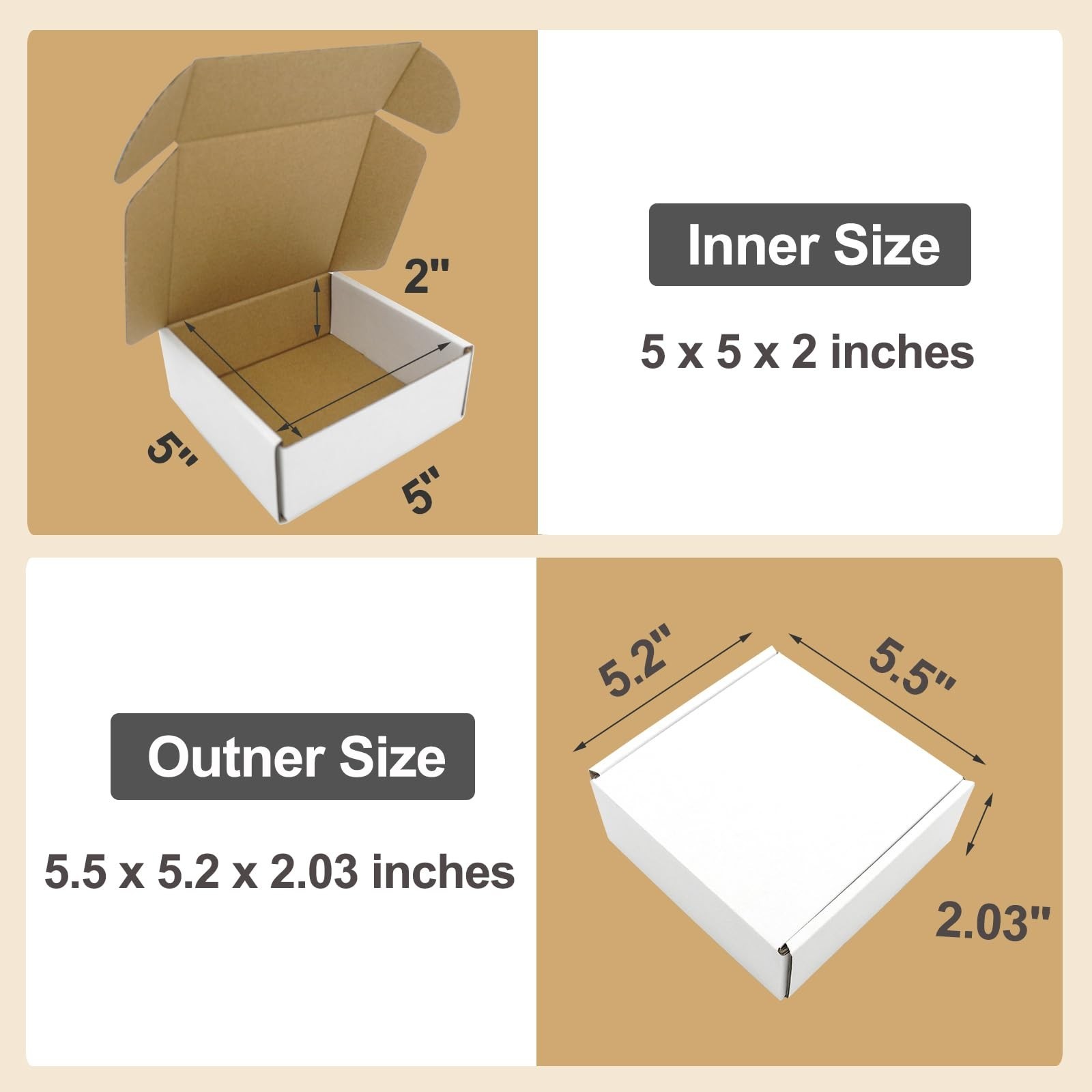 5x5x2″ Shipping Boxes, Small Shipping Box White Packaging for Small Business …