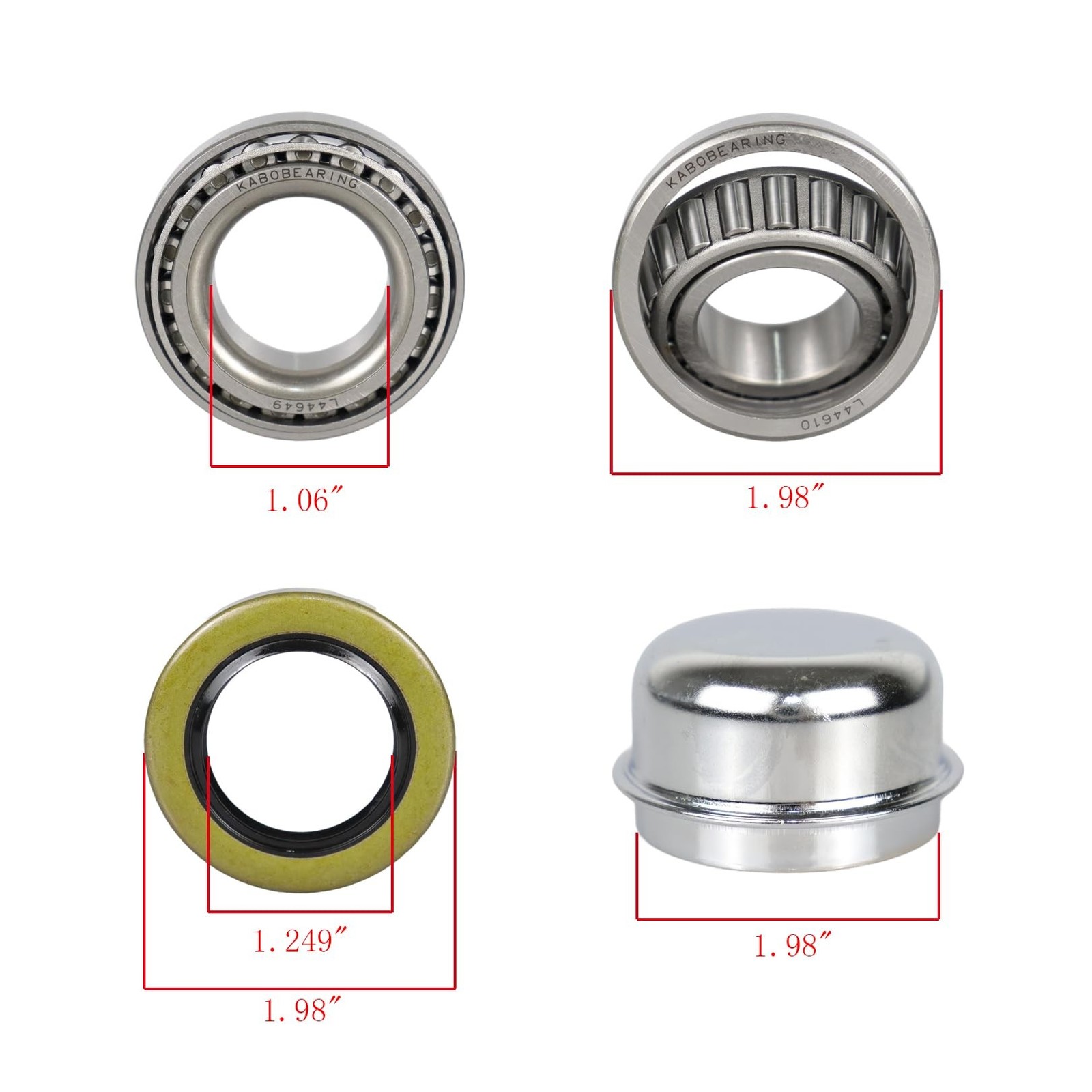 2 Set Fits for 1-1/16” inch Axles Trailer Wheel Hub Bearings,L44649 L44610 B…