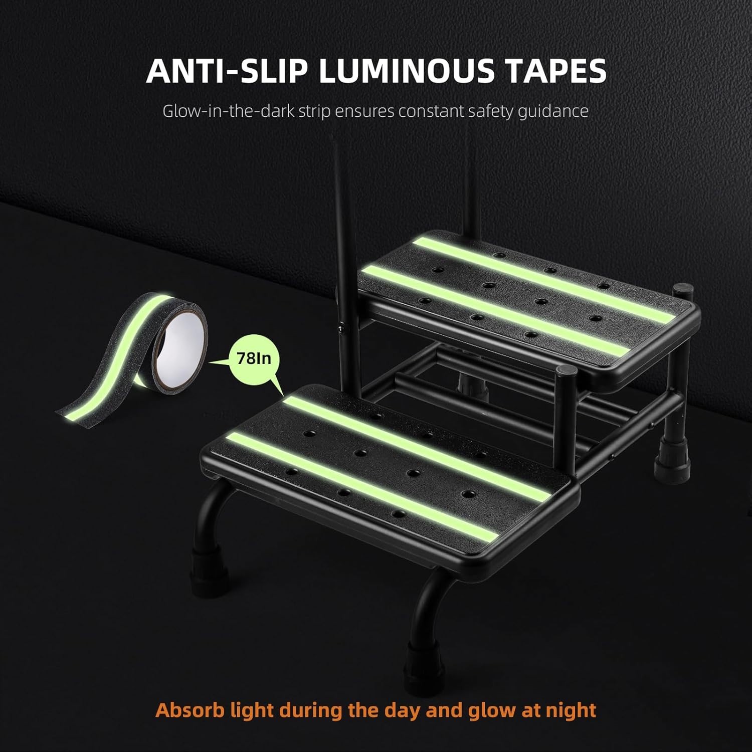 Step Stool with Handle, Non Slip Platform and Adjustable Handrail, Two Step S…