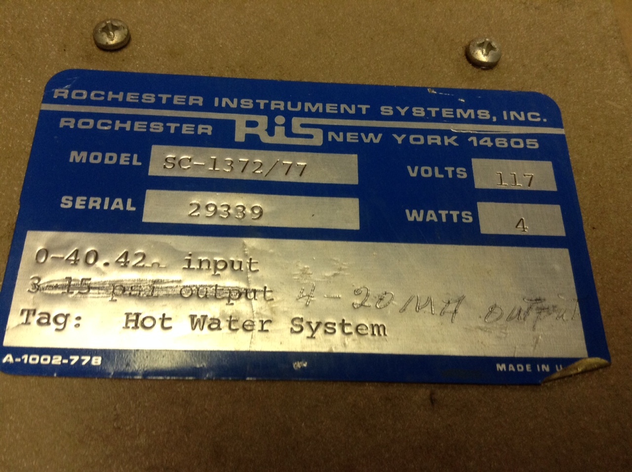 Rochester Instrument Systems SC-1372/77 Unit