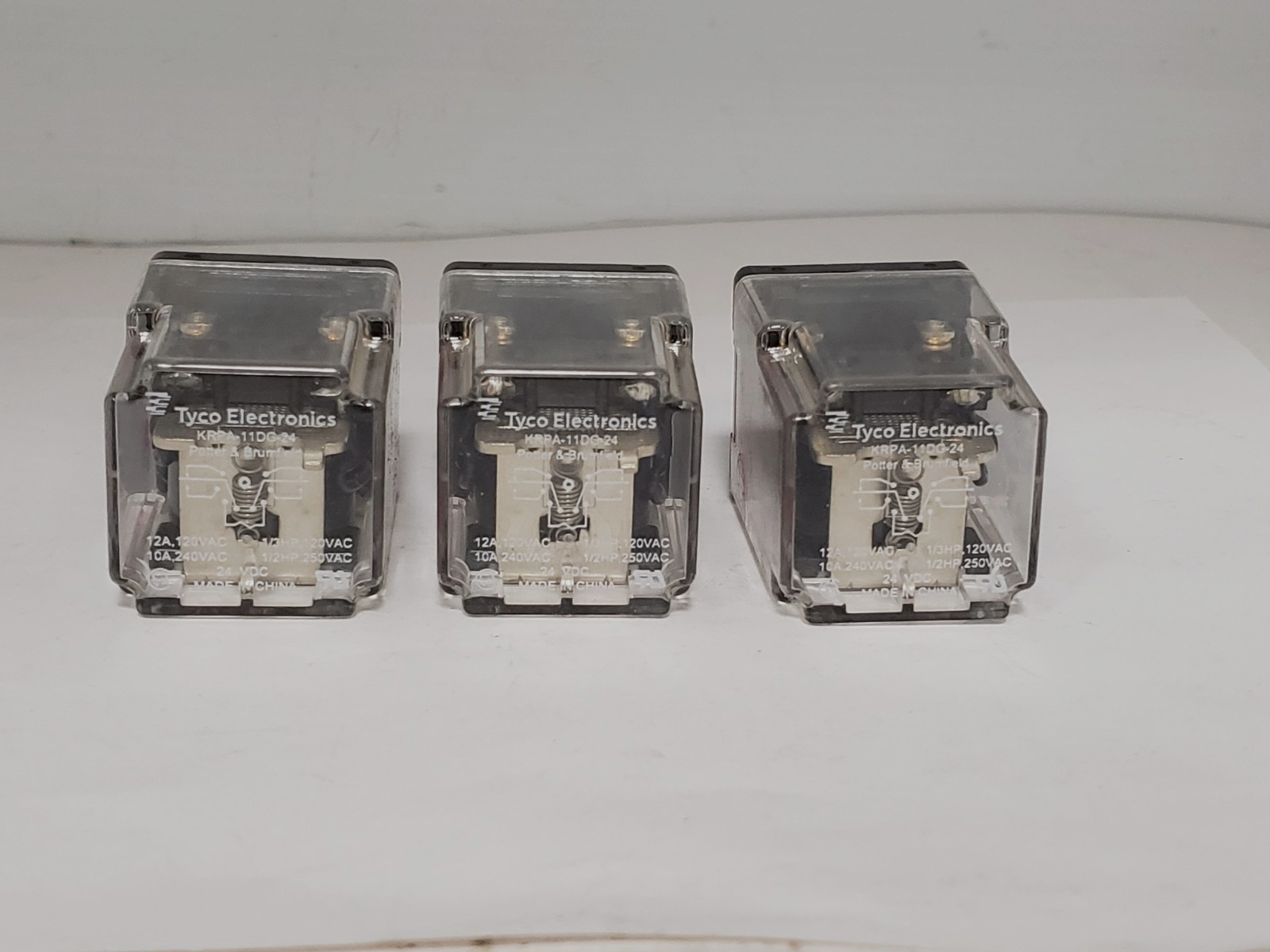 TYCO ELECTRONICS KRPA-11DG-24 RELAY 10A 24VDC 240V AC 8 PIN (LOT OF 3)