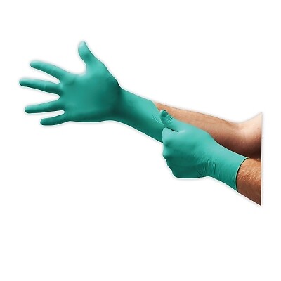 Ansell TouchNTuff 92-500 Disposable Nitrile Gloves, Rolled Cuff, Size 9.5-10
