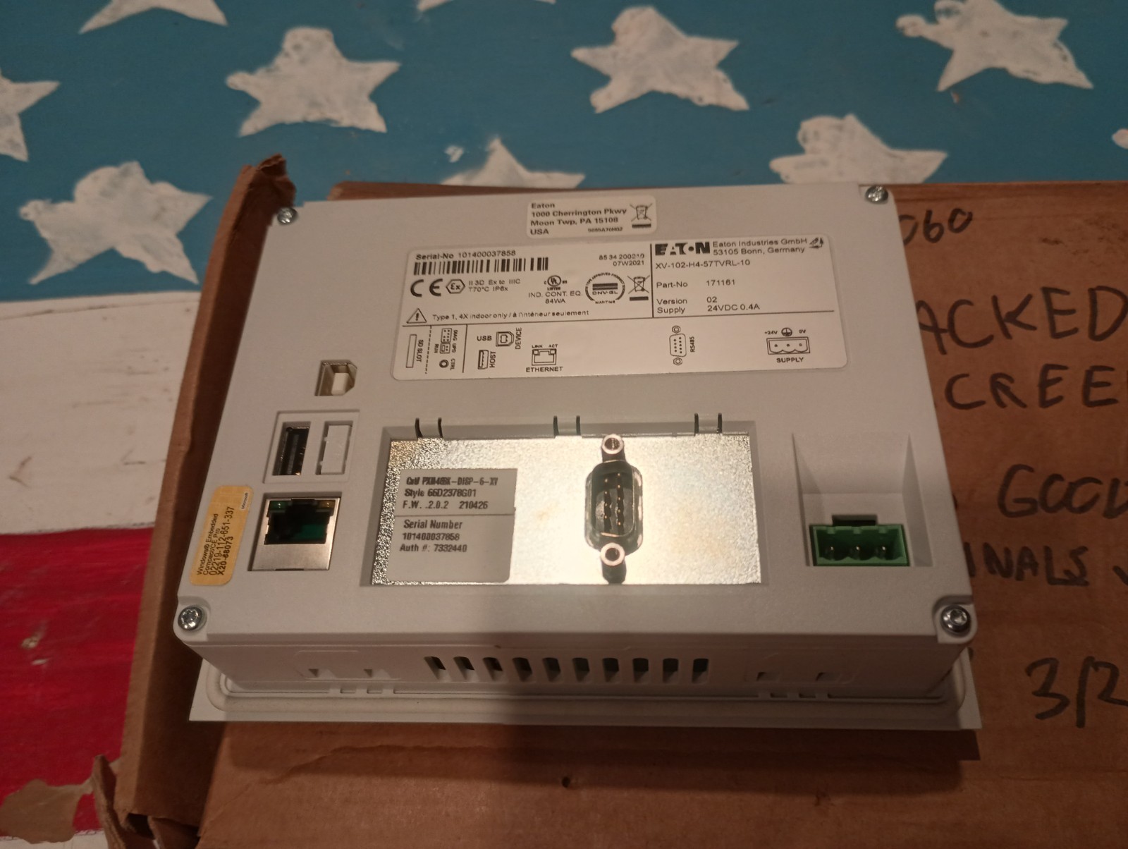 EATON CORPORATION XV-102-H4-57TVRL-10 Cracked Screen For Parts Or Repair