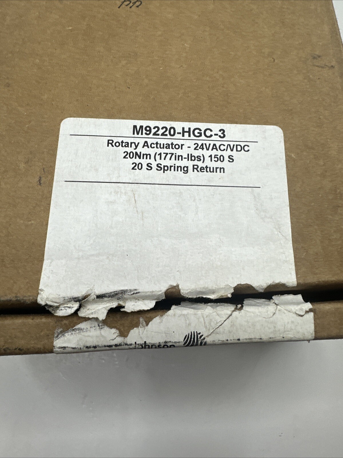 JOHNSON CONTROLS M9220-HGC-3 Rotary Actuator 24VAC 20Nm 177 in/lb Spring Return