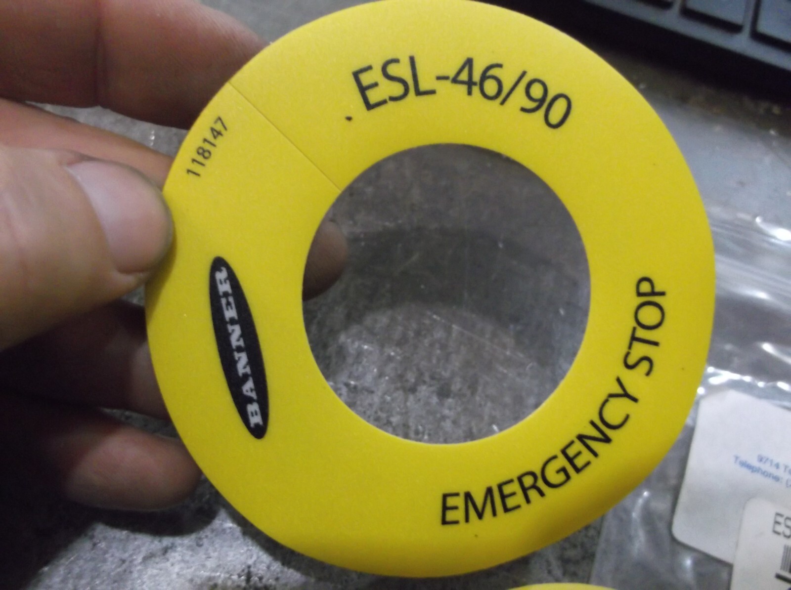 LOT OF 10 NEW IN PKG BANNER ESL-46/90-10 EMERGENCY STOP LEGEND LABEL (WL64-3)
