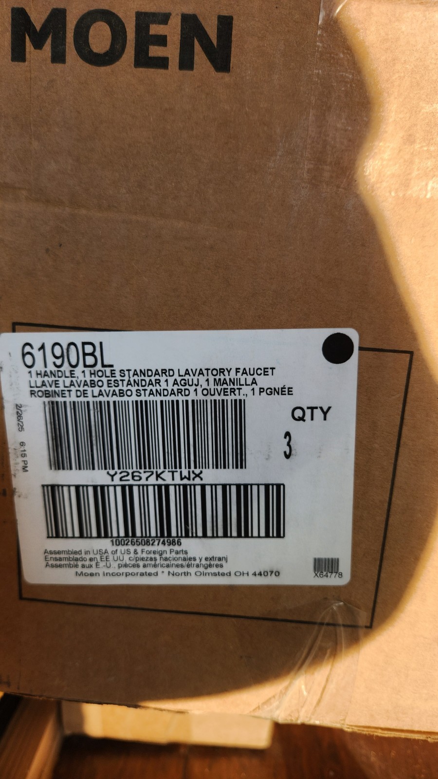 Moen 6190BL Align Single Handle Monoblock Bathroom Sink Faucet in Matte Black