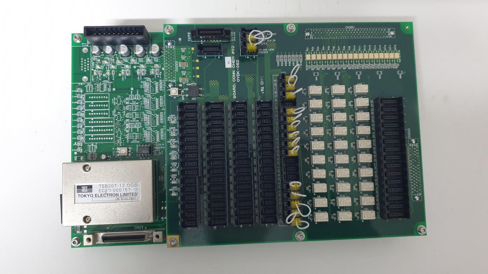 TEL Tokyo Electron BOARD CONN CHEM #02 OYDK-062 + BOARD IO CHEM #02 OYDK-101