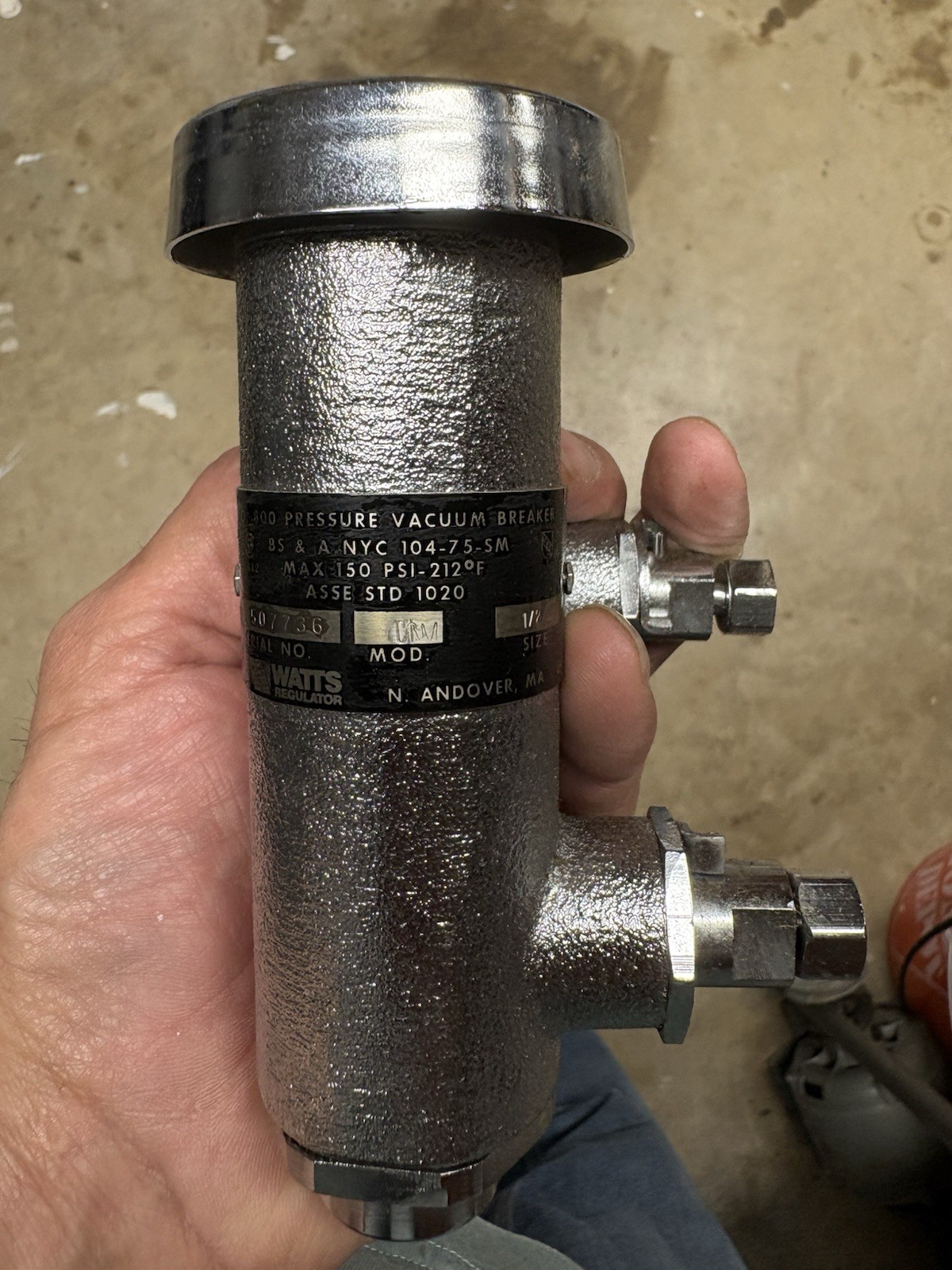WATTS REGULATOR 1/2″ PRESSURE VACUUM BREAKER 800 NOS