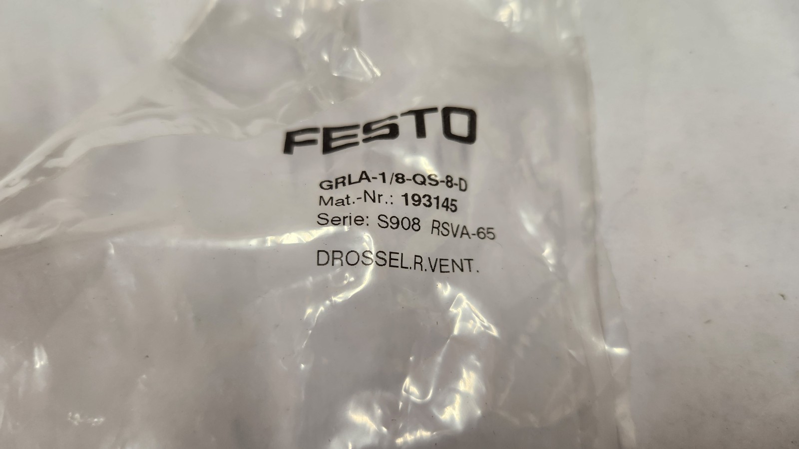Festo GRLA-1/8-QS-8-D 193145 Flow Control Valve SHIPS FROM USA, NEW FACTORY SEAL