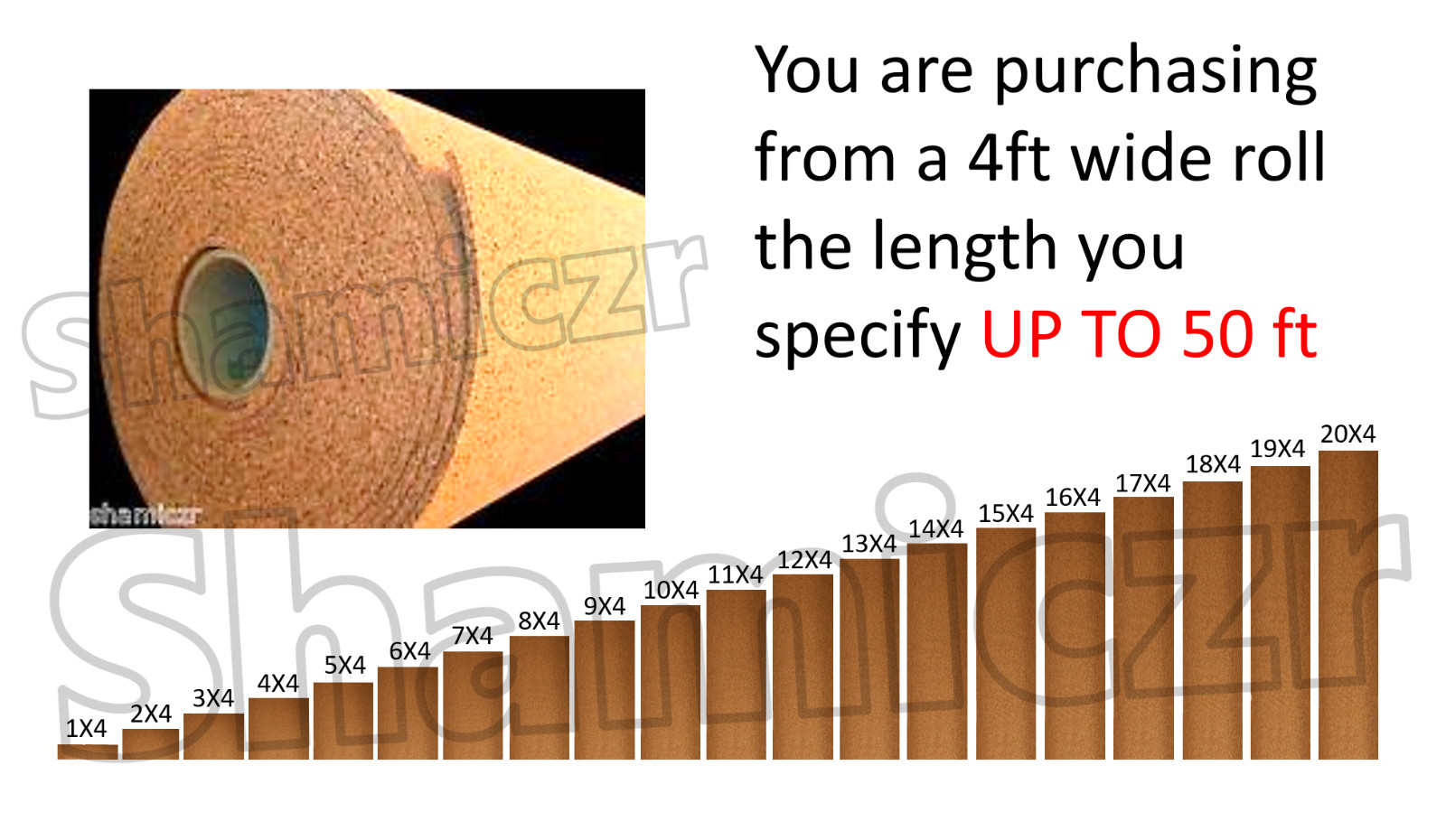 Bulletin Board Cork 4′ ft wide (BY THE FOOT) 1/4″ 1 ROLL CHOOSE SIZE wall craft