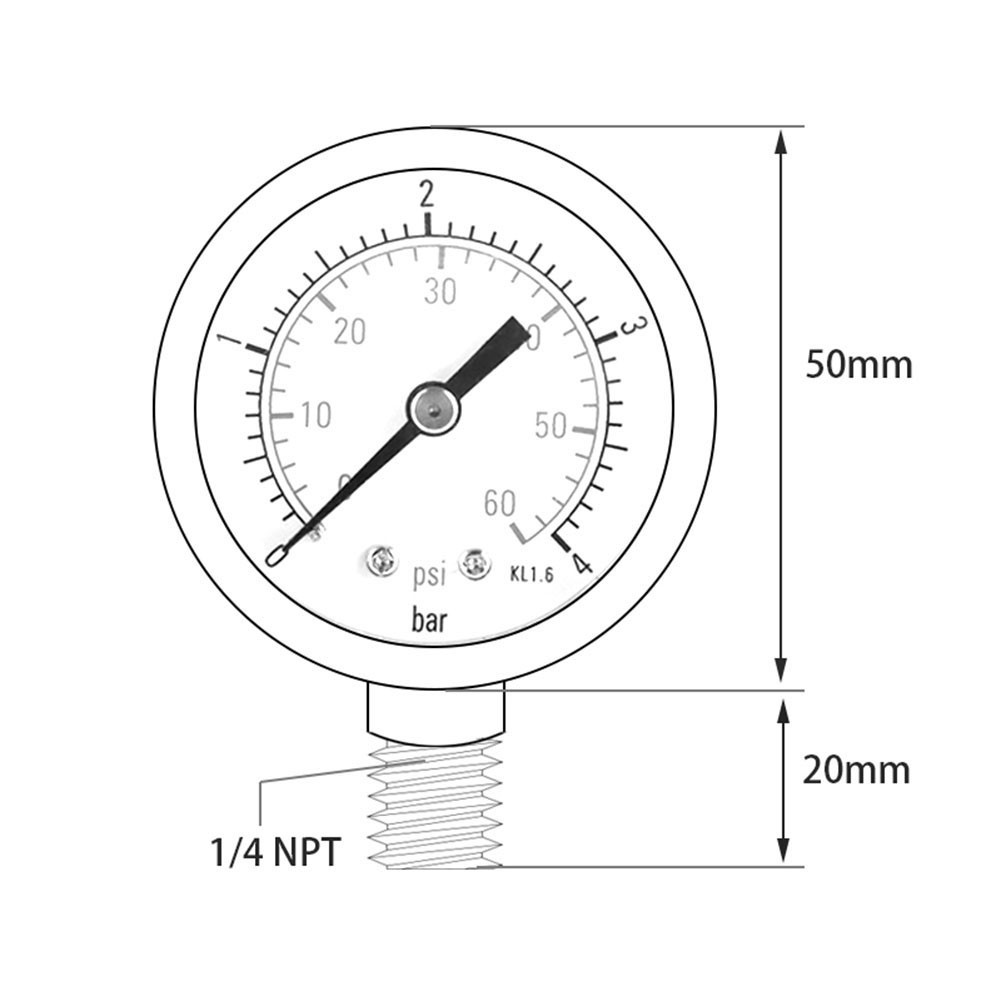Stainless Steel 14in Pressure Gauge for Industrial HVAC Plumbing 0 4 Bar