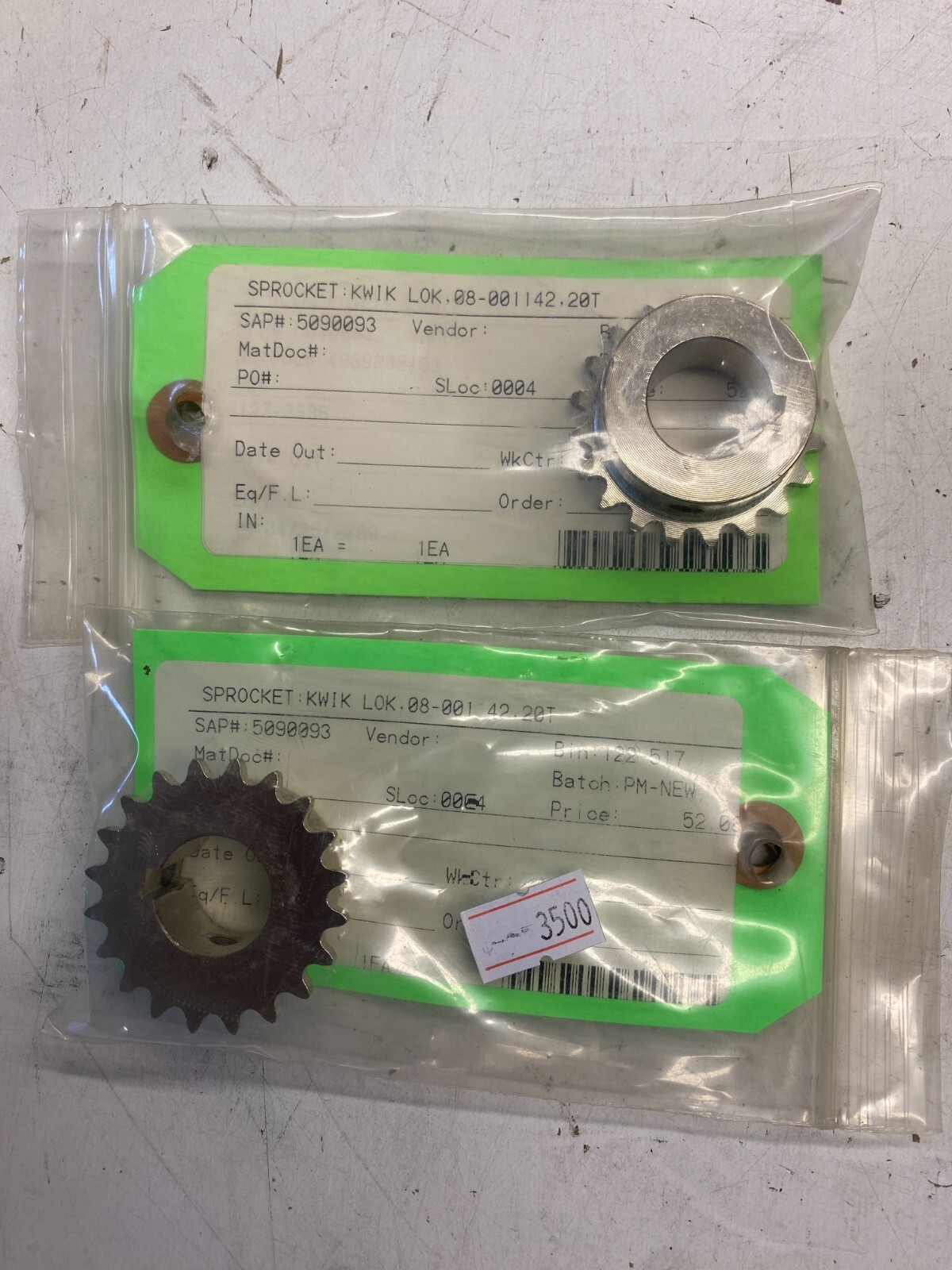 Pair (2) Kwik-lok Bag Closure 08-001142 20t gear drive wheel Sprocket