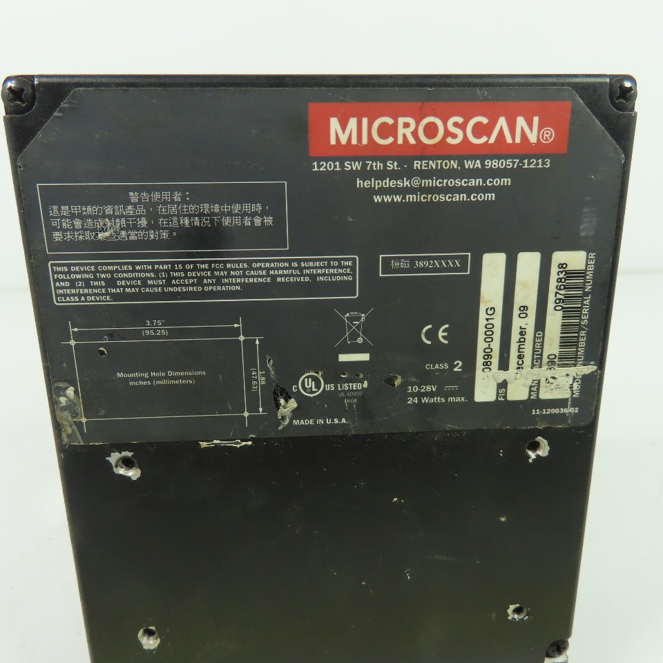 Microscan FIS-0890-0001G Fixed Mount Long Distance Barcode Scanner 10-28V 24W