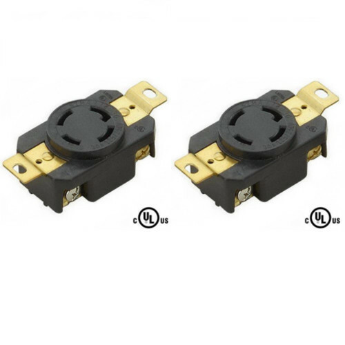 Grounding Locking Receptacle, 30A 125/250V AC, cUL, NEMA L14-30 (Pack of 2)