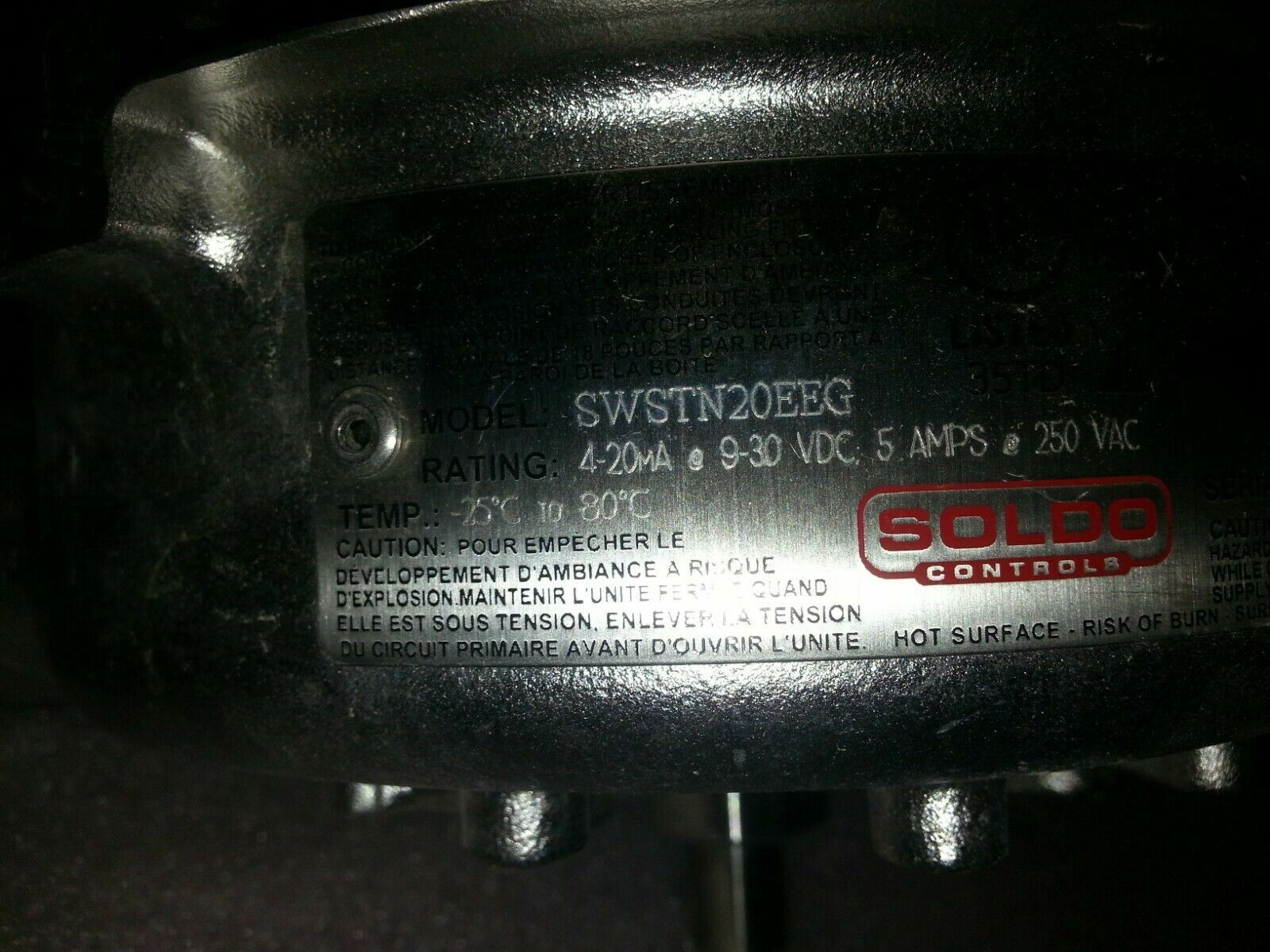 SOLDO CONTROL SWSTN20EEG 4-20MA 9-30VDC 5 AMPS 250VAC