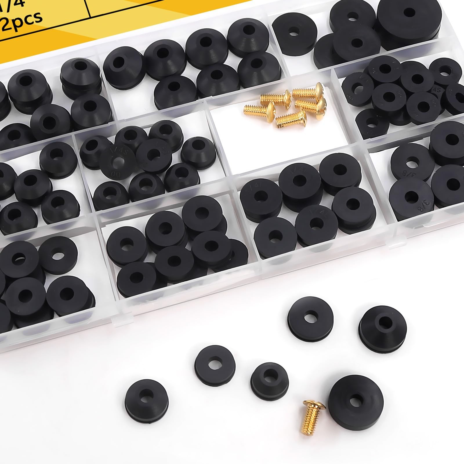 NBRINGO 114-Piece 12 Sizes Faucet Washer Assortment Kit – Flat & 12, Black