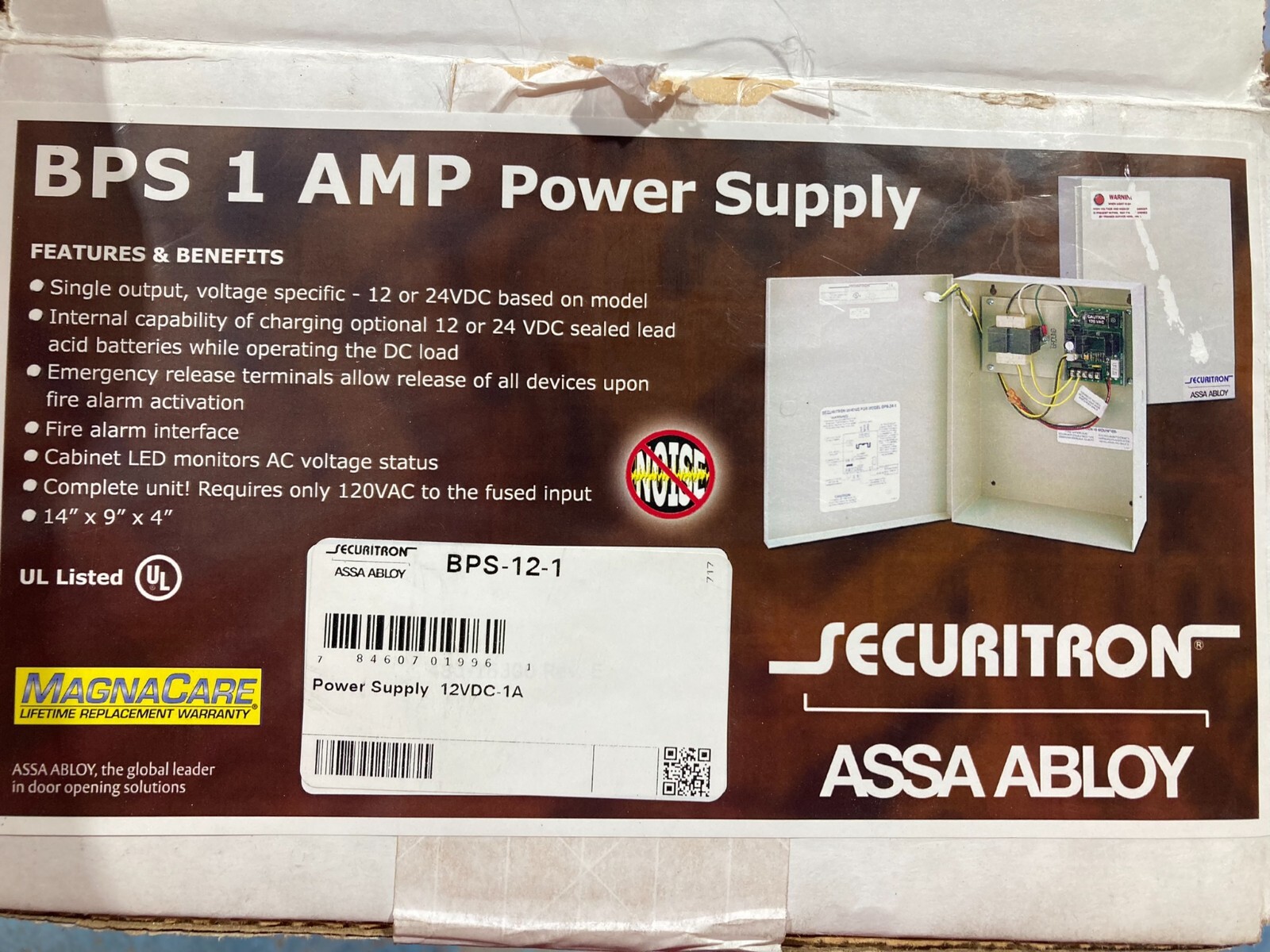 New Securitron BPS-12-1 Power Supply 12VDC -1 Amp