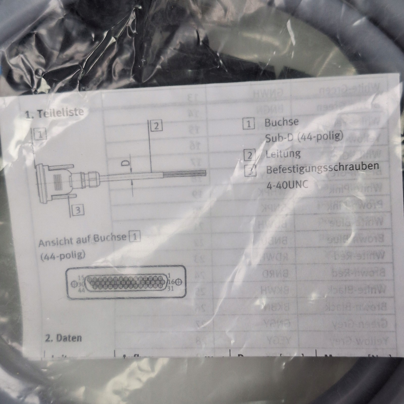 Festo NEBV-S1G44-K-2.5-N-LE39 Cable 2.5m 44-Pin Sub-D to Open End 565289