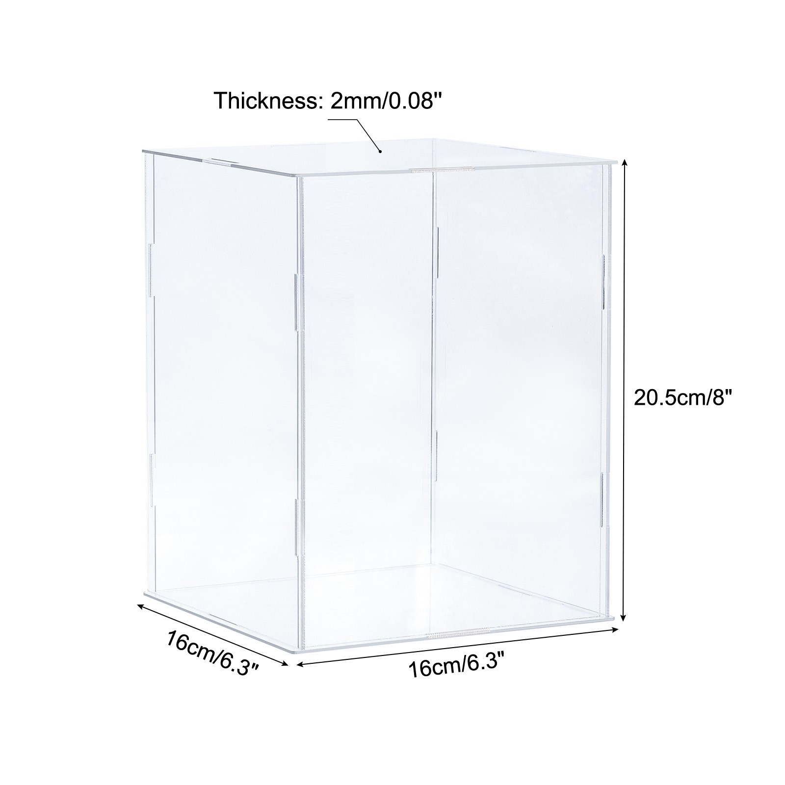 Acrylic Display Case Plastic Box Cube Storage Box Transparent 16x16x20.5cm